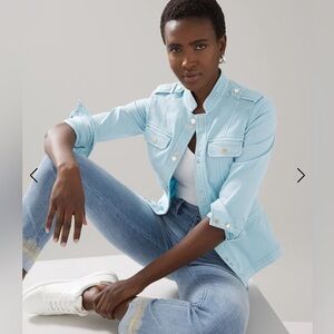 New With Tags White House Black Market Double Snap Front Jacket Sz 2 Blue